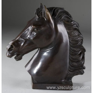 Indoor Decoration Black Sad Bronze Horse Head Statue